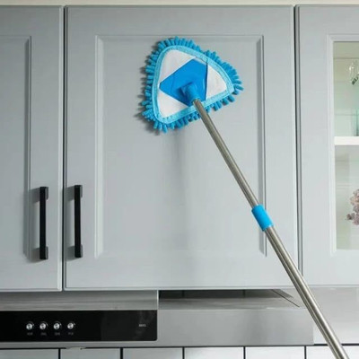 NKK TRADERS Triangle Mop with Long Handle,Floor mop Rotatable Cleaning Brush Glass Wiper Microfibre Wet and Dry Brush(Multicolor)