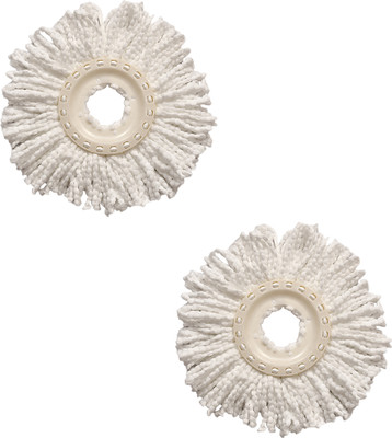 Pranay's Kleanup Spin Mop Microfiber Mop Head Refill Pack Of 2 Super Absorbent Refills Refill(White)