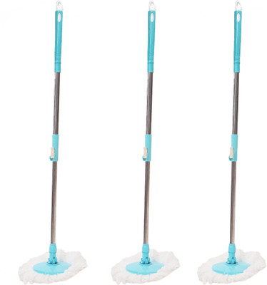 Pranay's Kleanup Ultimate 3 Spin Mop-Rod Set|Wet-Dry Cleaning Mop|Mops Pocha 3 Microfiber Refill Mop Rod(Multicolor 1.19 m)