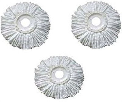 JAIN STAR 360 Rotating Magic Spin Microfiber Mop Head Refill Pack OF 3 Super Absorbent Mop Set(White)