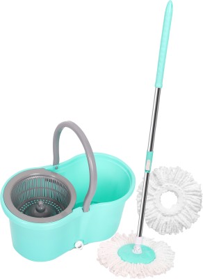 Glancing Magic Mop Bucket Mop Spin Mop for Floor cleaning Mop Set (With 2 Refill) Wet & Dry Mop(Green)