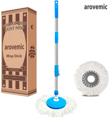 arovemic Mop Stick Pocha Rod 360- Degree Spin Mop with 1 Microfiber Refill String Mop(Blue)