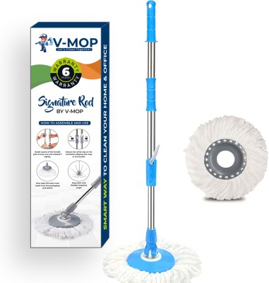 V-MOP Premium Strong Blue Mop Stick - Mop Rod Set ( 1 Refiil ) String Mop(Blue)