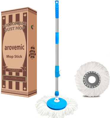 arovemic Spin Mop Stick Adjustable Rapid-Change Handle Ideal for Industrial Household String Mop(Blue)