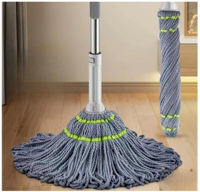 OUTLOOK CREATIVE 2 in 1 Dehydrated Self Wringing Squeeze Twist Mop 360° Spin Round Cleaning Mop Flat Mop(Multicolor 10 m)