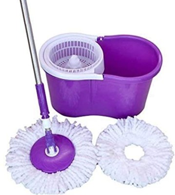 SPARK AND BRIGHT Premium MagicDry Bucket Mop-360 Degree Self Spin Wringing With 3 Super Absorbers Mop Set(Purple)