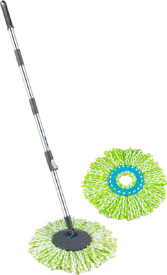 Primeway Mop Handle Set with Disc & 2 Executive Mop Head Refill String Mop(Grey 1.27 m)