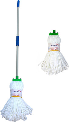 STOIC Microfiber Box Mop to Cover with Long Telescopic Handle Cleaning 1 Extra Refill Mop Head(White)