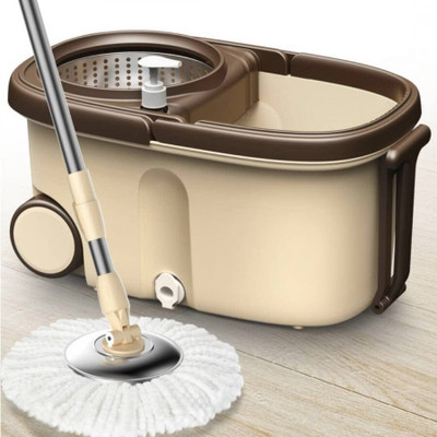 Shree Enterprise Gamma with 360° Spinner 1 Microfiber heads & Twin Bucket Mop Set(Beige, Brown 20 m)