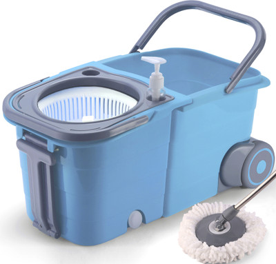 V-MOP Premium Blue Double Twin Bucket Mop Set (( 6 Months Warranty on Rod Set )) Wet & Dry Mop(Blue)