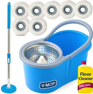 V-MOP Premium Classic Spin Mop Bucket Floor Cleaner Set -P9 Wet & Dry Mop(Blue)