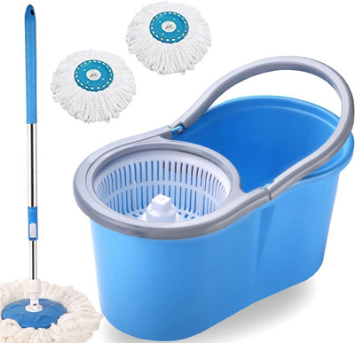 V-MOP Premium Quality Bucket Spin Mop - Dry & Wet Magic Cleaning Floor Mop A2 Mop Set(Blue)
