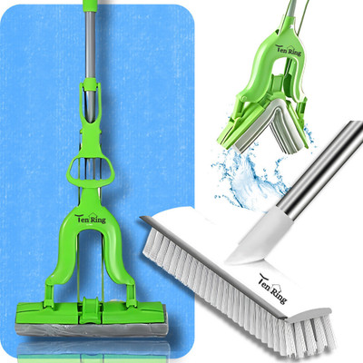 Tenring Sponge Mop, Self Wringing Sponge Mops for Floor Cleaning Squeeze, PVA Mop Wet & Dry Mop(Multicolor 1.45 m)