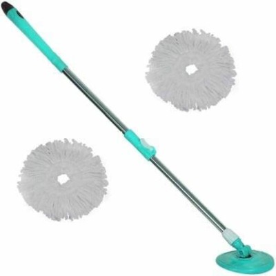 Country hub Cleaning Stainless Steel Spin Mop Extendable Handle/Mop Stick Flat Mop(Green, White)