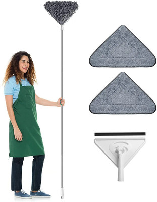 Deoxys 82 Inch Wall Mop with Long Handle,Baseboard Cleaner Tool with Handle Wet & Dry Mop(Grey)