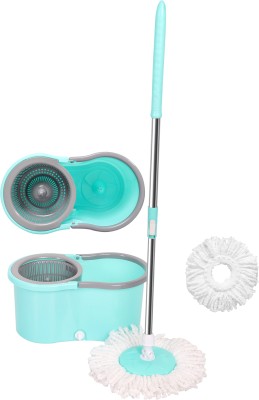Qozent Floor Cleaner with Spin Bucket Mop for Easy Magic Cleaning(With 2 Refill) Mop Set(Green)