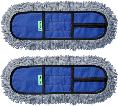 KUROXO Mop Refill for Both Wet and Dry Cleaning for 18-Inch Mops only (Refill 2 PCS) Wet & Dry Mop(Blue 18 m)