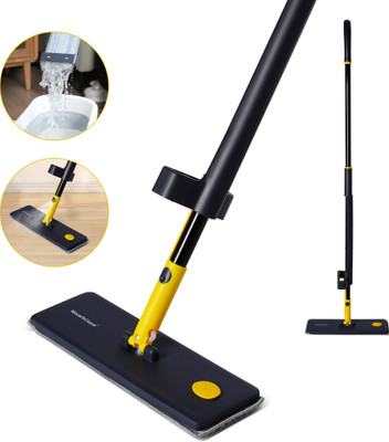 MinuteToCleanIt Easy Squeeze Flat Mop with Built in Jet Spray | Floor Cleaner Mop Wet & Dry Mop(Blue, Yellow 1.25 m)