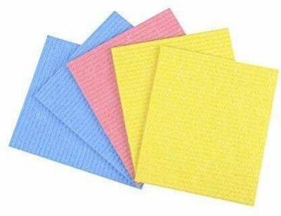PITRADEV Wet Kitchen Cleaning Cloth Environmentally Friendly Cellulose Scrub pad Wet and Dry Sponge Cleaning Cloth(5 Units)