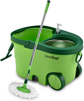Greenchef Spin mop set 360 degree stainless steel spinner Mop Set(Green)