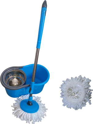 BAPUBROTHERS Spin Mop with Bucket | 360° Rotation | Microfiber Refill | Blue Color Mop Set(Blue)