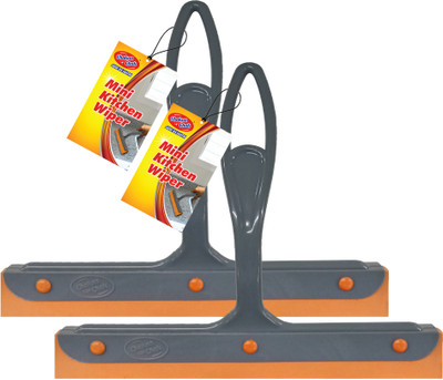 Chakaachak Mini Multipurpose Kitchen Table Tops,Shower Doors,Walls & Windows 2pc Kitchen Wiper(Grey, Orange)