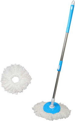 Aknileo Floor Cleaner Mop Stick Rod Stainless Steel Mop Handle with One Refill Mop Rod(Blue, Steel)