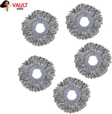 VAULT BHARAT Premium Quality Mop Refill Only Pack of 5| Pochha Refill(Grey)