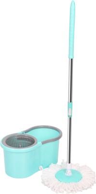Glancing The Perfect Cleaning Companion: Steel Wringer Mop with Bucket and 2 Refills Mop Set(Green)