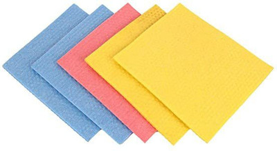 Wet-N-Wipe Cellulose Cleaning Sponge Mop ,Multicolour) Sponge Wipe, Scrub Sponge(Medium, Pack of 5)