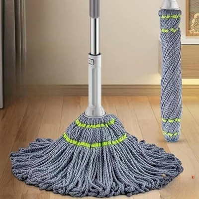 Otiporter Squeeze Twist Mop, Microfiber Twisting Mop, Extendable Stainless Steel Handle Wet & Dry Mop(Grey, Green)
