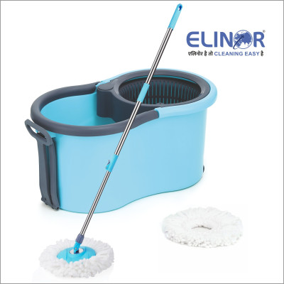 ELINOR BLUE DELIGHT PLASTIC HANDLE MOP SET Mop Set(Multicolor)