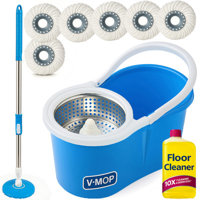 V-MOP Premium Classic Spin Mop Bucket Floor Cleaner Set -P16 Wet & Dry Mop(Blue)