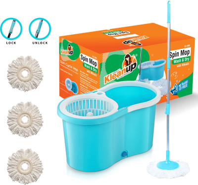 Pranay's Kleanup Spin Mop 360 Degree Bucket Magic Mop With 3Refill for Home/Floor/Office/Cleaning Mop Set(Multicolor 1.19 m)