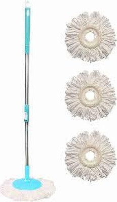 SST Eco Spin Mop-Rod Stick, Mop Head And 3 Refill - Wet & Dry 360 Mops Pocha Mop Set(Blue)