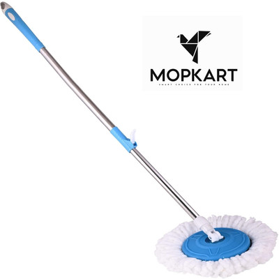 Mopkart Floor Cleaner Mop Stick Rod Stainless Steel Mop Handle with 3 Microfiber Head Mop Set(Blue 1.27 m)