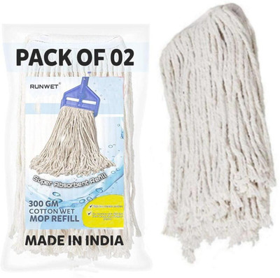 Diem Wet Cotton Mop Refill for Floor Cleaning | High absorbency | 300gm | White | Refill(White)