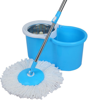Flipkart SmartBuy 360° Rotating Elegant Spin Bucket Mop Set with Steel Wringer Mop Set(Blue 1.15 m)