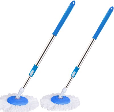 THUNDER FIT START FRESH Classic Spin Bucket Mop Stick Rod Set -Easy to fit for All Bucket Mops-19 String Mop(Blue)