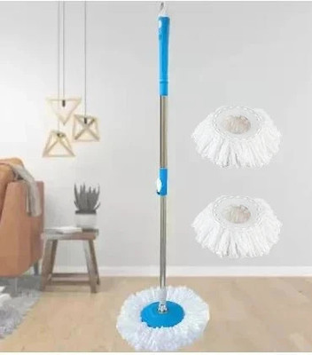 ROZANA Spin Mop-Rod Stick, Mop Head And 2 Refill - Wet&Dry Floor 360 Mops Pocha Mop Rod(Multicolor)