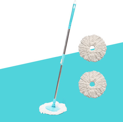 Pranay's Kleanup Prime Spin Mop-Rod Set|Wet & Dry|Cleaning Mop|Mops Pocha 2 Microfiber Refill Mop Set(Blue 1.19 m)