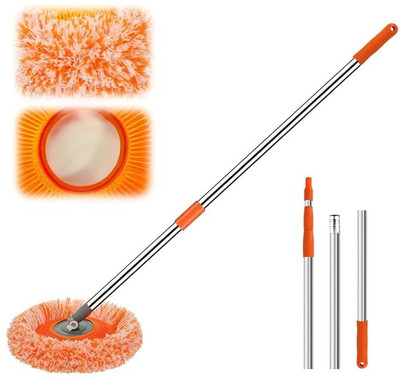 KKBROTHERSS 360° Rotatable Adjustable Cleaning Mop, Extendable with Long Handle Wet & Dry Mop(Orange 110 m)