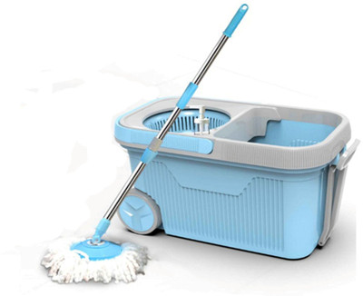 N H Enterprise 360 Spin Easy Clean Mop with Microfiber Spinning Head and 2 Refills Mop Set(Blue)