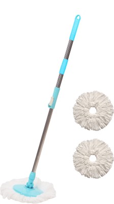 Pranay's Kleanup Efficient Spin Mop-Rod Set|Wet & Dry Cleaning Mop|Mops Pocha 2 Microfiber Refill Mop Rod(Blue 1.19 m)