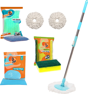 Pranay's Kleanup Combo Spin Mop-Rod Stick,Mop Head,Wipe,Scrubber,foam pad-2Refill-Wet-Dry 360 Mop Mop, Mop Refill, Mop Set, Scrub Pad, Cleaning Wipe deal from flipkart Pranay's Kleanup Combo Spin Mop-Rod Stick,Mop Head,Wipe,Scrubber,foam pad-2Refill-Wet-Dry 360 Mop Mop, Mop Refill, Mop Set, Scrub Pad, Cleaning Wipe deal from flipkart