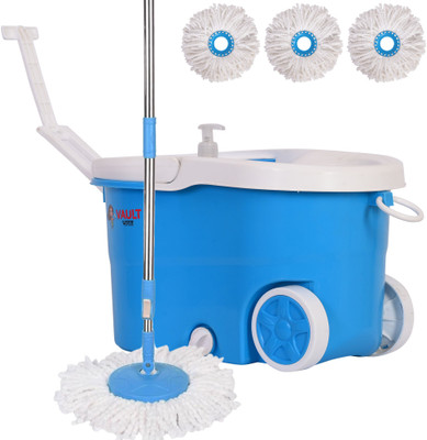 VAULT BHARAT Bucket Mop Set With Handle & Wheel | V58+V3+3 Mop Set(Blue)