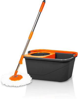Chakaachak Eco spin Bucket Mop Set(Orange, Grey)