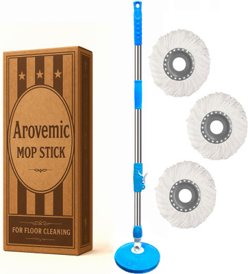 arovemic Adjustable Mop Rod Stick | 360 Degree Spin Mop Handle for Bucket String Mop(Blue)
