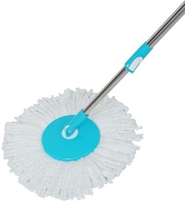 CLEANADO Sping Mop Rod with 2 Refill Stainless Steel 360 Degree Rotating Mop Head and Rod(Blue 45 m)