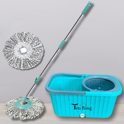 Tenring Spin Mop Bucket with Microfiber Refills, Floor Cleaning Mop with Bucket Mop Set(Blue 1.35 m)